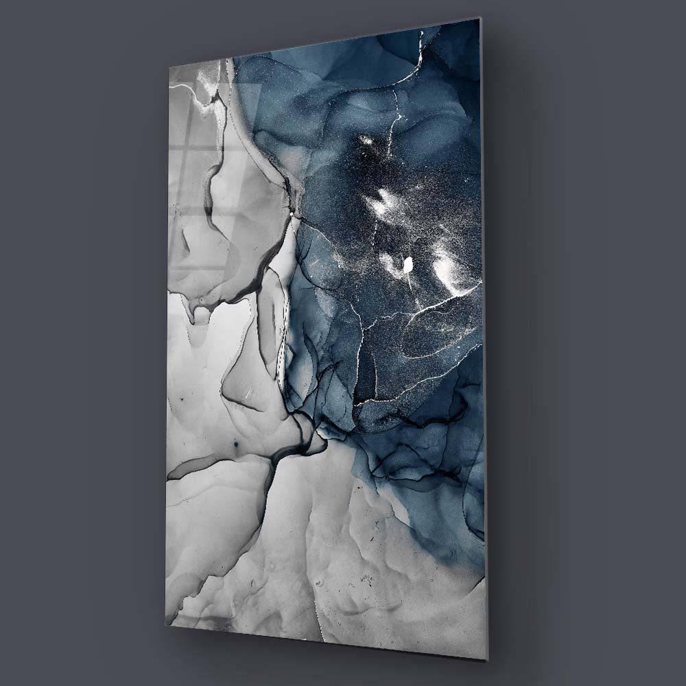 Grey and Blue Alcohol Ink Abstract Glass Wall Art - DIY - CreoGlass®