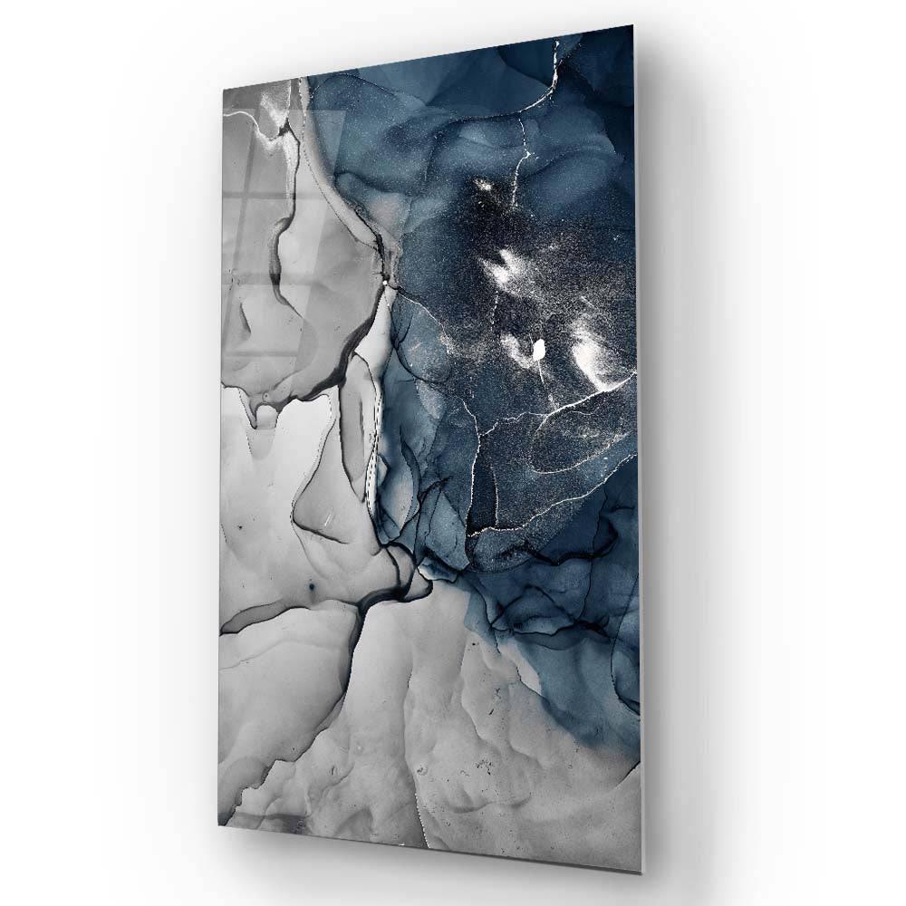 Grey and Blue Alcohol Ink Abstract Glass Wall Art - DIY - CreoGlass®