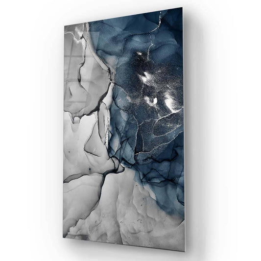 Grey and Blue Alcohol Ink Abstract Glass Wall Art - DIY - CreoGlass®