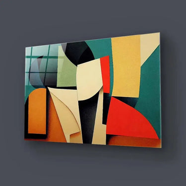 Grunge Abstract Geometric Shapes Glass Wall Art - DIY - CreoGlass®