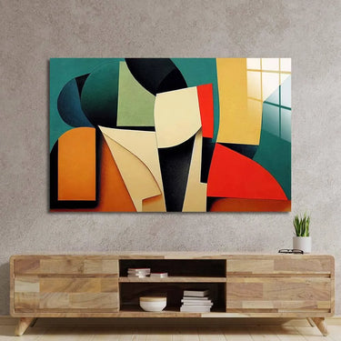 Grunge Abstract Geometric Shapes Glass Wall Art - DIY - CreoGlass®
