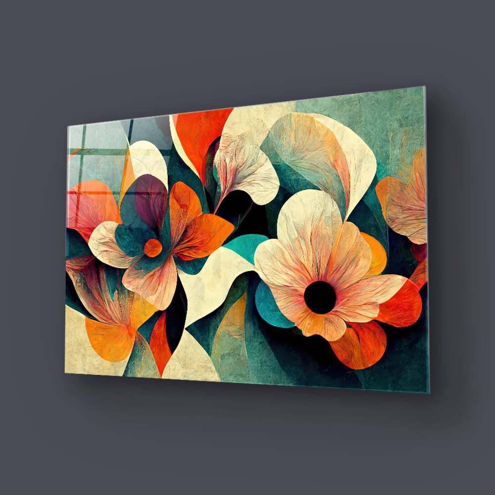 Grunge Paper Flowers Glass Wall Art - DIY - CreoGlass®