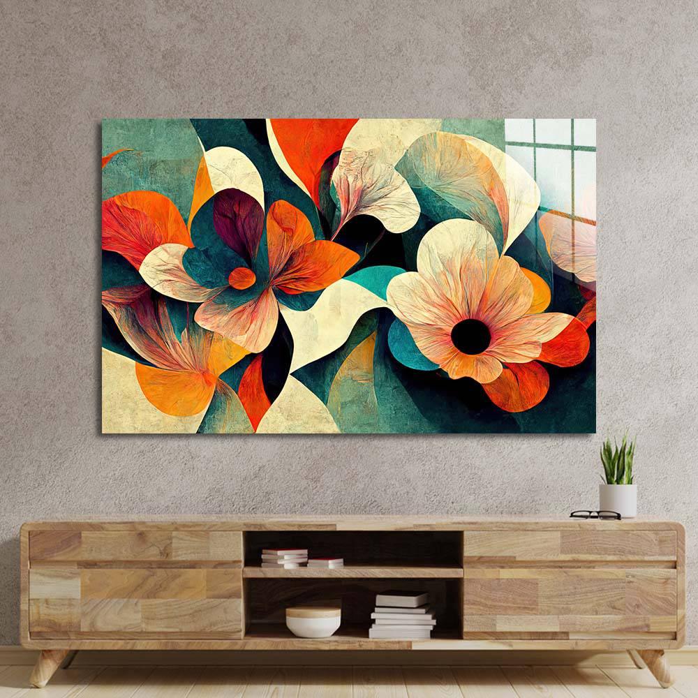 Grunge Paper Flowers Glass Wall Art - DIY - CreoGlass®