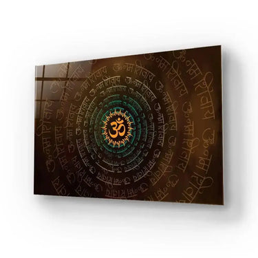 Hindu God Shiva Symbole Om Center Glass Wall Art - DIY - CreoGlass®