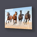 Horse Herd Running In Dust Glass Wall Art - DIY - CreoGlass®