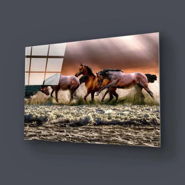 Horse Running Through Water Glass Wall Art - DIY - CreoGlass®