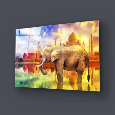 Indian Elephant and the Taj Mahal Glass Wall Art - DIY - CreoGlass®