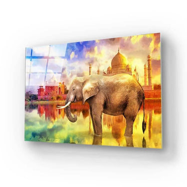 Indian Elephant and the Taj Mahal Glass Wall Art - DIY - CreoGlass®