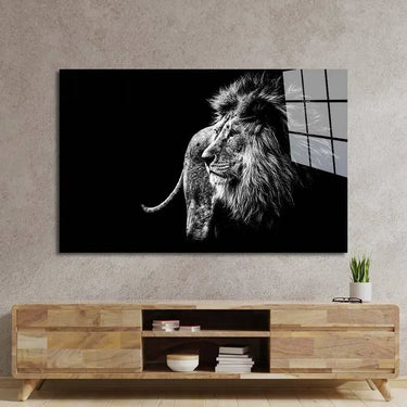 Lion Black and White Photo Glass Wall Art - DIY - CreoGlass®