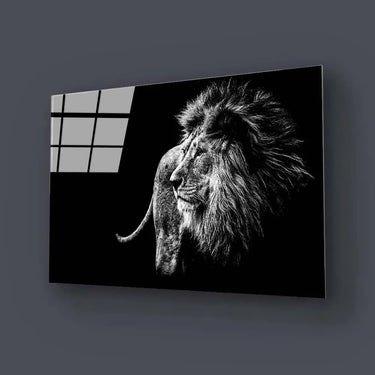 Lion Black and White Photo Glass Wall Art - DIY - CreoGlass®