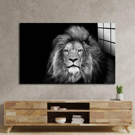 Lion Head On Black Background Wall Art - DIY - CreoGlass®