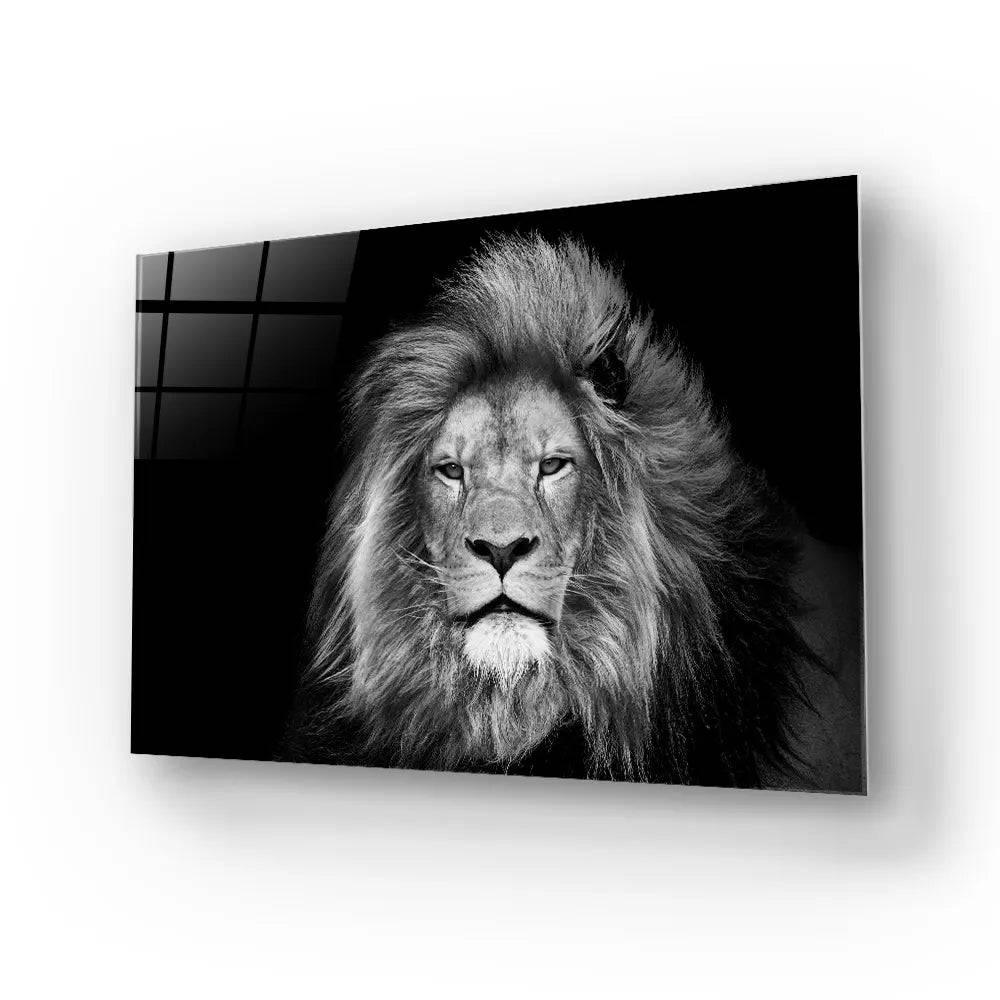 Lion Head On Black Background Wall Art - DIY - CreoGlass®