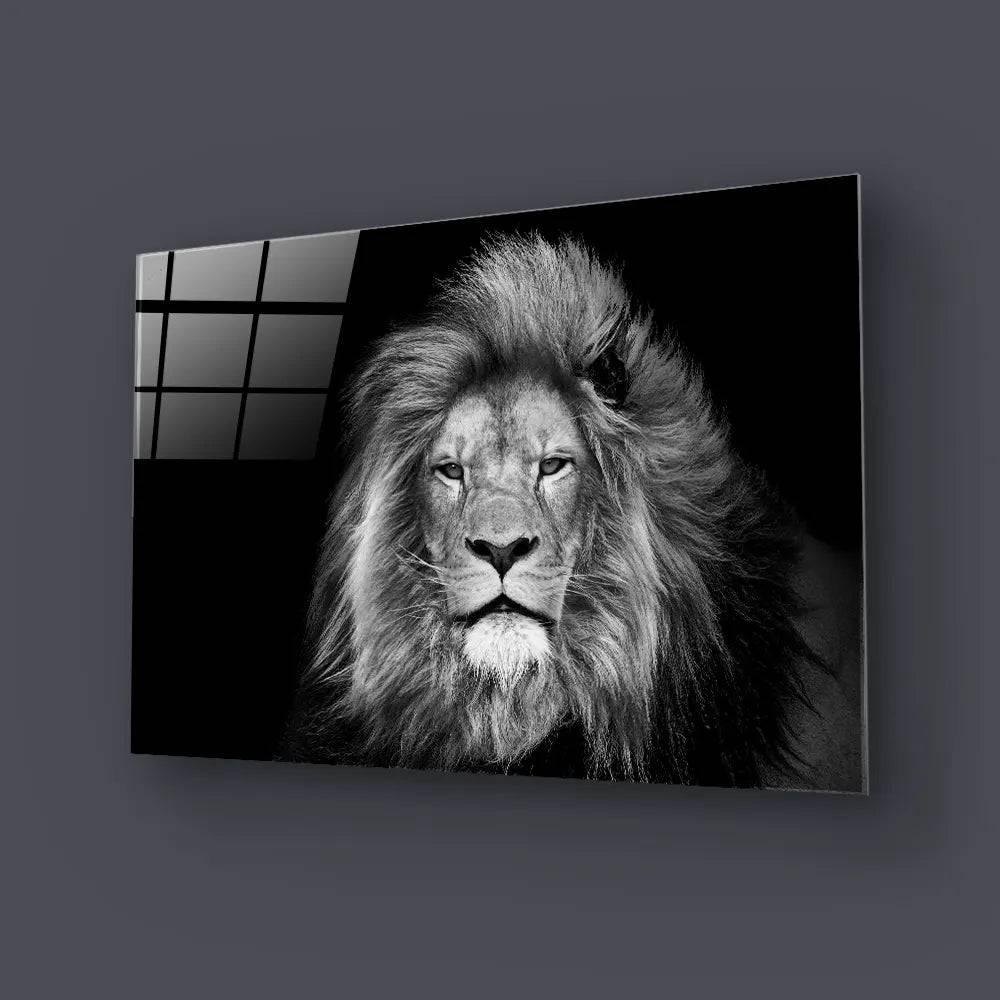 Lion Head On Black Background Wall Art - DIY - CreoGlass®