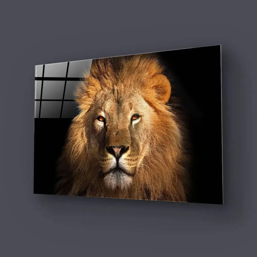 Lion King Isolated On Black Background Glass Wall Art - DIY - CreoGlass®