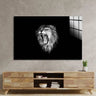 Lion Roaring Black and White 2 Glass Wall Art - DIY - CreoGlass®