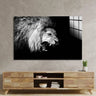 Lion Roaring Black and White Glass Wall Art - DIY - CreoGlass®