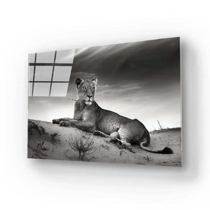 Lioness in the Desert Glass Wall Art - DIY - CreoGlass®