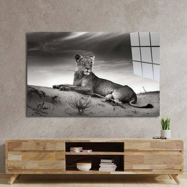 Lioness in the Desert Glass Wall Art - DIY - CreoGlass®