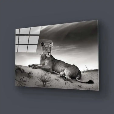 Lioness in the Desert Glass Wall Art - DIY - CreoGlass®