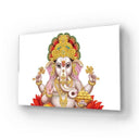 Lord Ganesha White Background Glass Wall Art - DIY - CreoGlass®