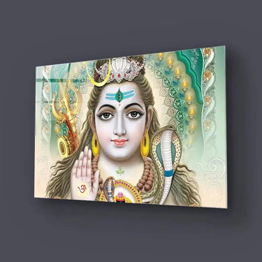 Lord Shiva Colorful Background Glass Wall Art - DIY - CreoGlass®