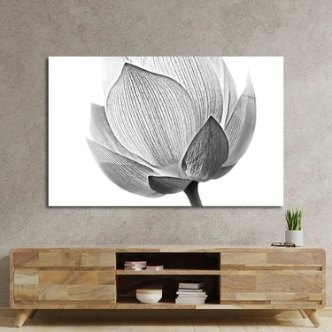 Lotus Black and White 2 Glass Wall Art - DIY - CreoGlass®
