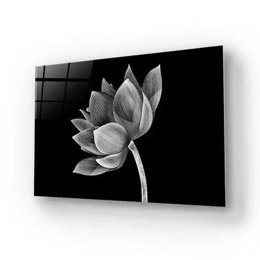 Lotus Black and White Glass Wall Art - DIY - CreoGlass®