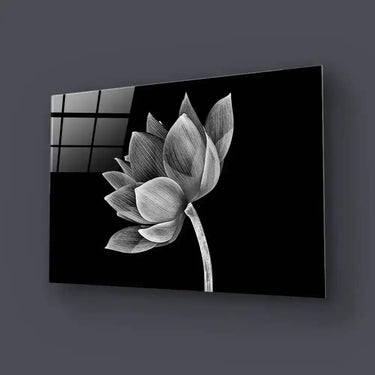 Lotus Black and White Glass Wall Art - DIY - CreoGlass®