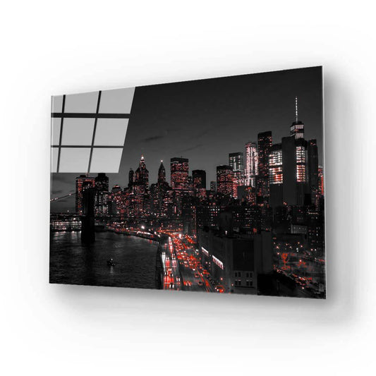 Manhattan, New York Night View Glass Wall Art - DIY - CreoGlass®