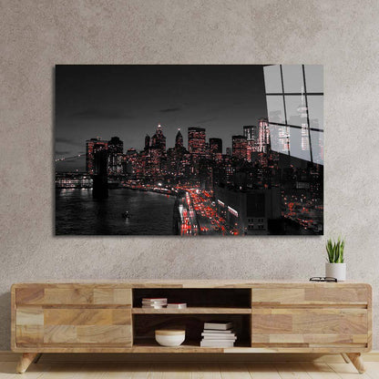 Manhattan, New York Night View Glass Wall Art - DIY - CreoGlass®