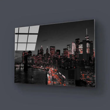 Manhattan, New York Night View Glass Wall Art - DIY - CreoGlass®