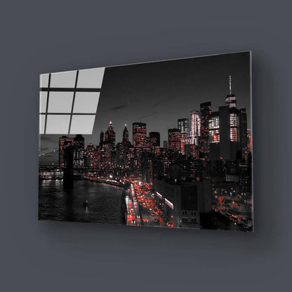 Manhattan, New York Night View Glass Wall Art - DIY - CreoGlass®