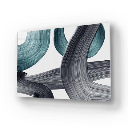 Minimal Green Brushstrokes Glass Wall Art - DIY - CreoGlass®