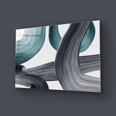 Minimal Green Brushstrokes Glass Wall Art - DIY - CreoGlass®