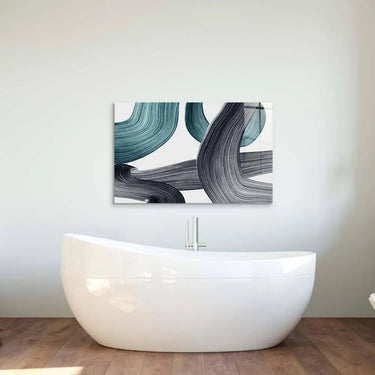 Minimal Green Brushstrokes Glass Wall Art - DIY - CreoGlass®