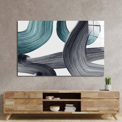 Minimal Green Brushstrokes Glass Wall Art - DIY - CreoGlass®