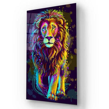 Multi-Coloured Lion Painting Glass Wall Art - DIY - CreoGlass®