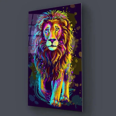 Multi-Coloured Lion Painting Glass Wall Art - DIY - CreoGlass®