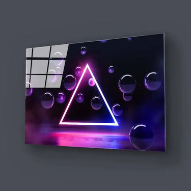 Neon Triangle with Floating Bubbles Glass Wall Art - DIY - CreoGlass®
