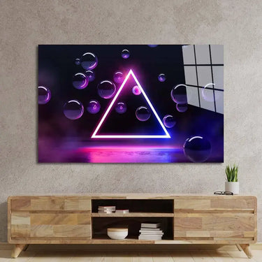 Neon Triangle with Floating Bubbles Glass Wall Art - DIY - CreoGlass®
