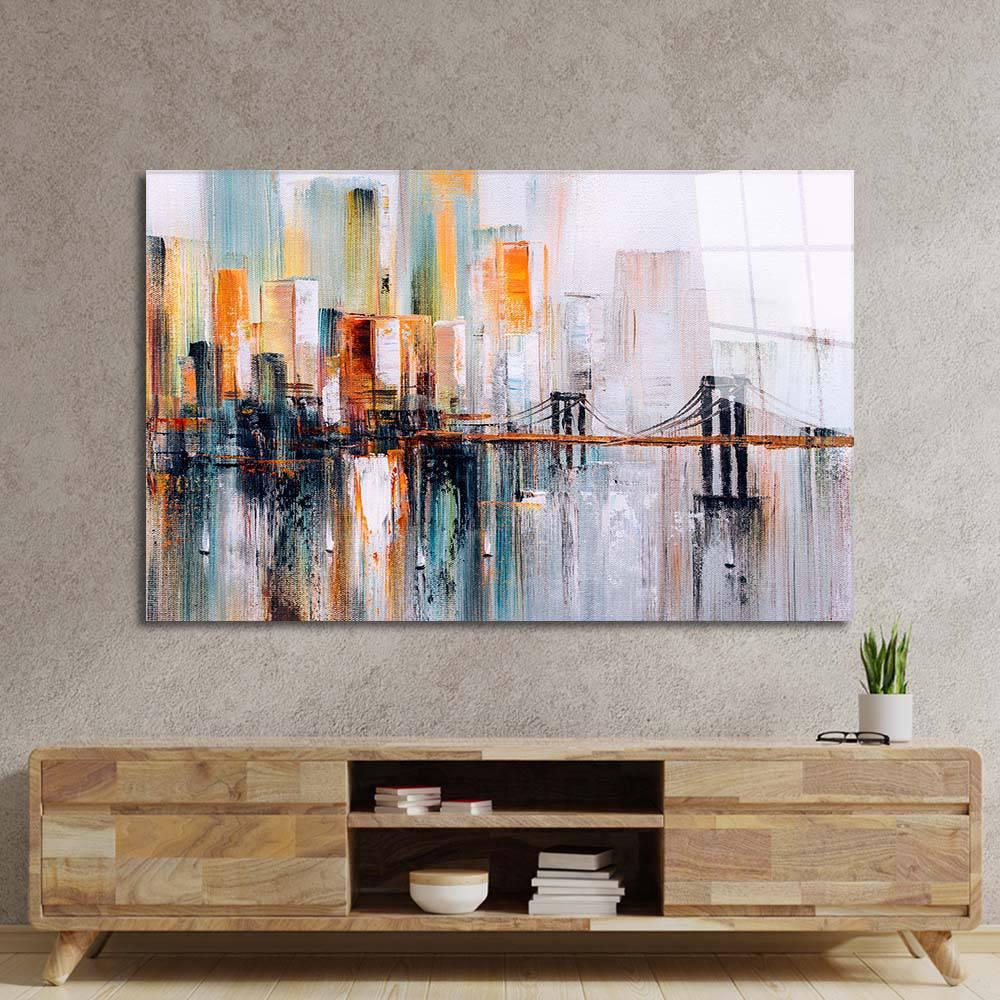 New York Bridge Impressionism Glass Wall Art - DIY - CreoGlass®