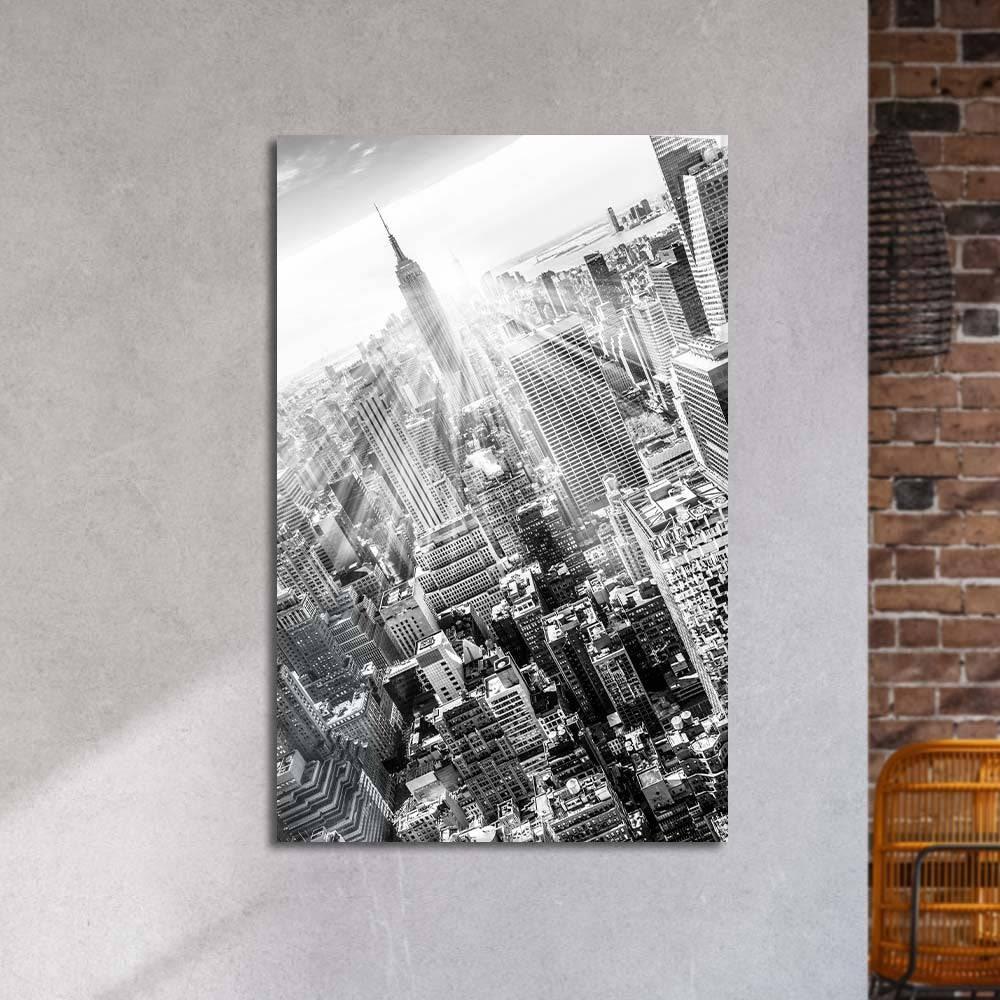 New York City, Manhattan in Black and White Glass Wall Art - DIY - CreoGlass®