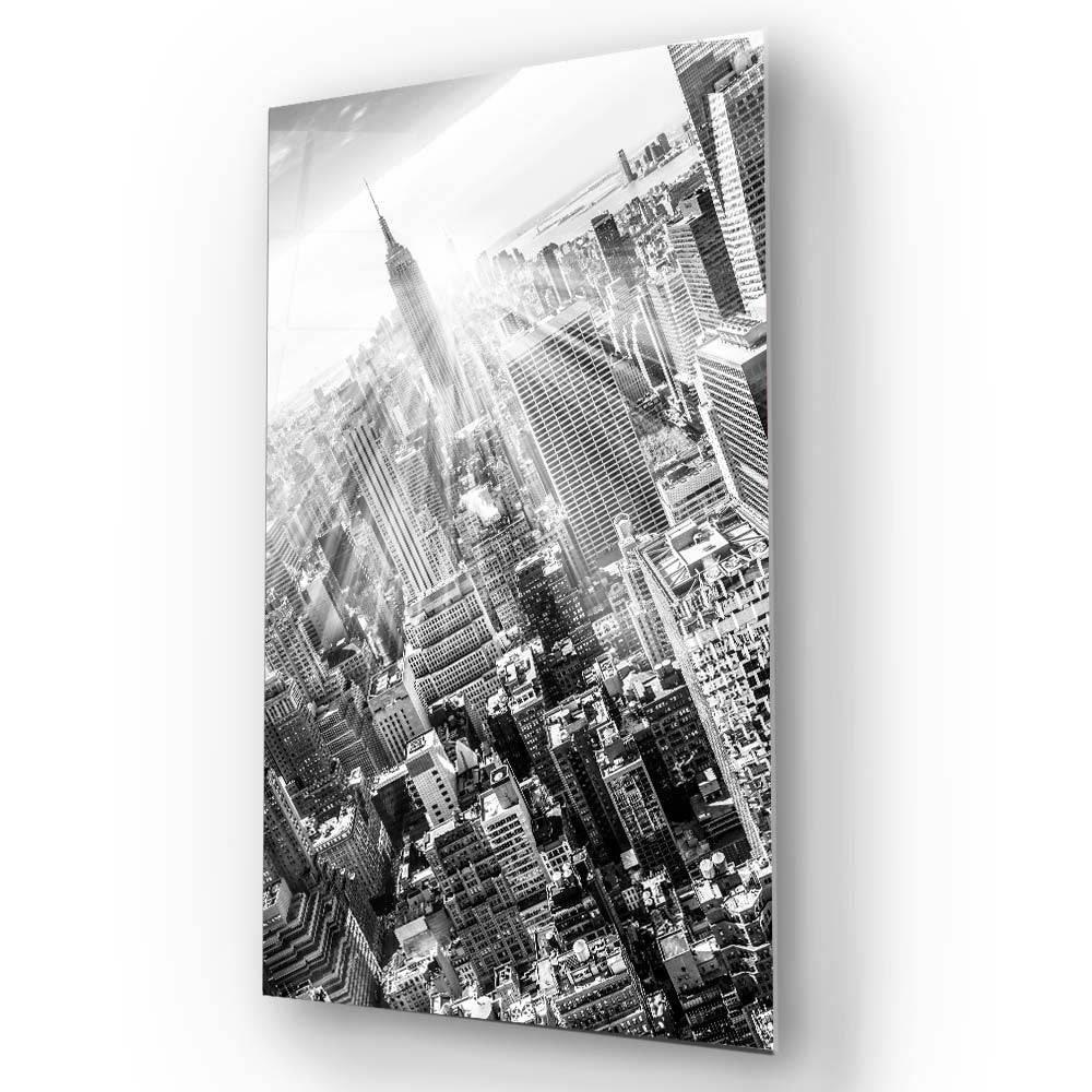 New York City, Manhattan in Black and White Glass Wall Art - DIY - CreoGlass®