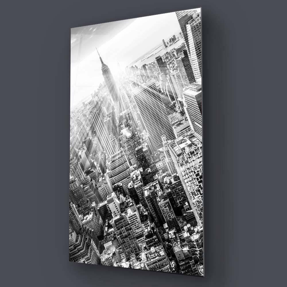 New York City, Manhattan in Black and White Glass Wall Art - DIY - CreoGlass®