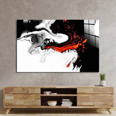 Orange and Black Liquid Marble Glass Wall Art - DIY - CreoGlass®