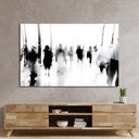 People Walking in Lobby Motion Blurred Glass Wall Art - DIY - CreoGlass®