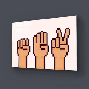 Pixel Rock, Paper, Scissors Glass Wall Art - DIY - CreoGlass®
