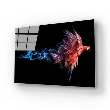 Red and Blue Parrot with Smoke Effect Glass Wall Art - DIY - CreoGlass®