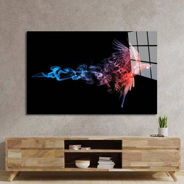 Red and Blue Parrot with Smoke Effect Glass Wall Art - DIY - CreoGlass®