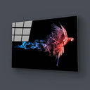 Red and Blue Parrot with Smoke Effect Glass Wall Art - DIY - CreoGlass®